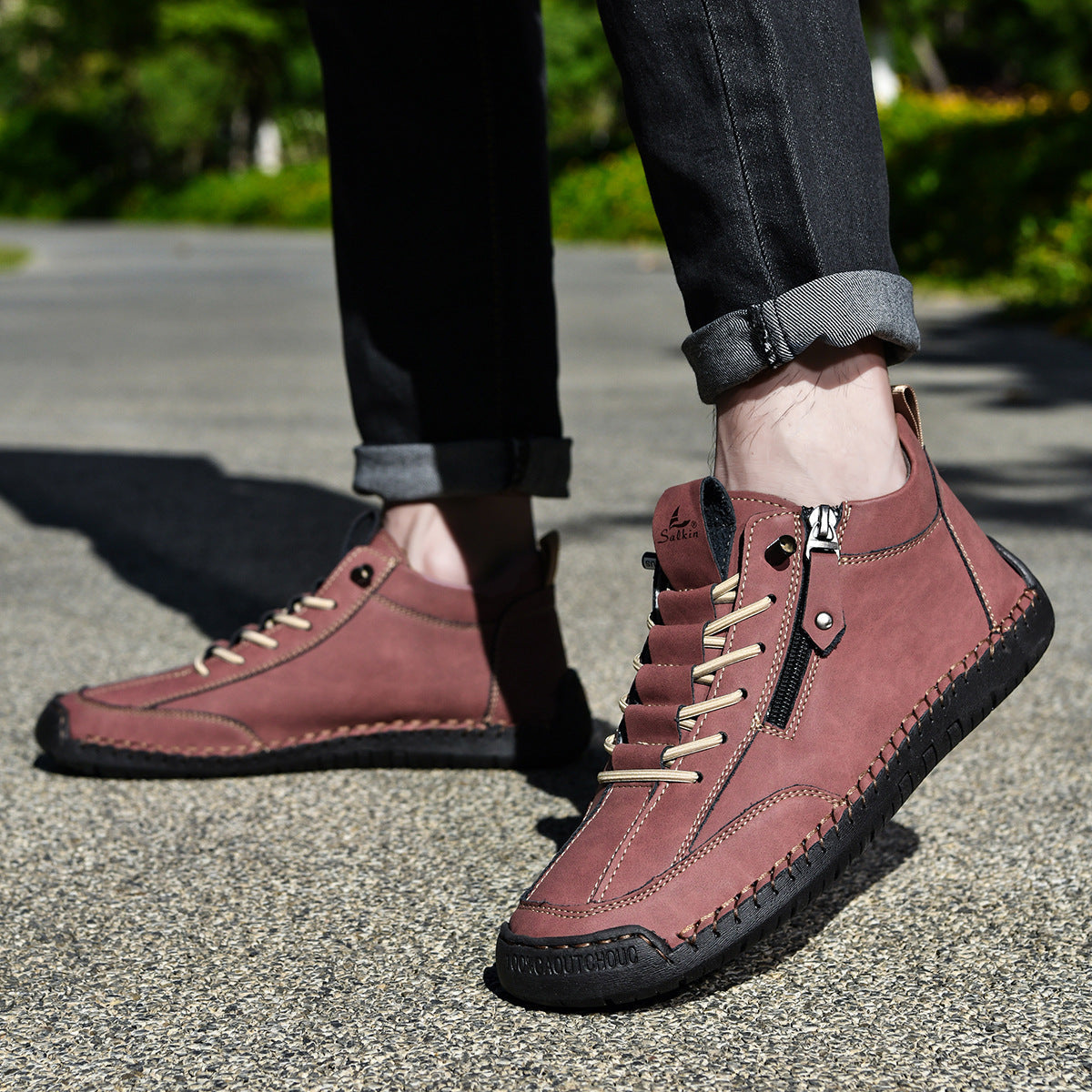Bottines pour homme avec fermeture éclair latérale et lacets 7