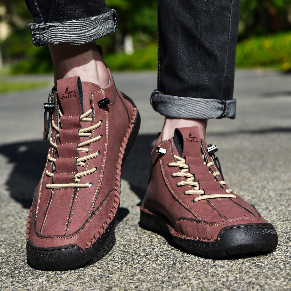 Bottines pour homme avec fermeture éclair latérale et lacets 9