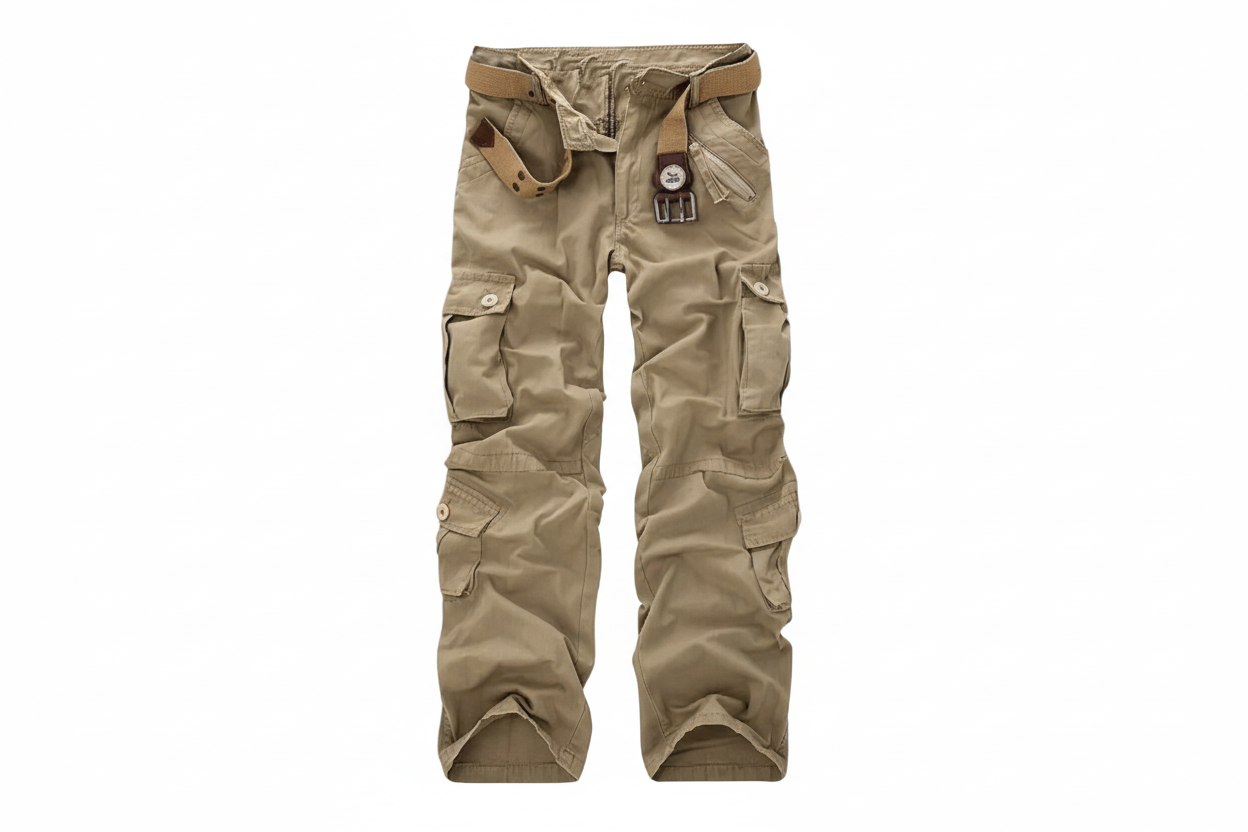Homme Pantalon avec Poches Multiples et Structure de Ceinture