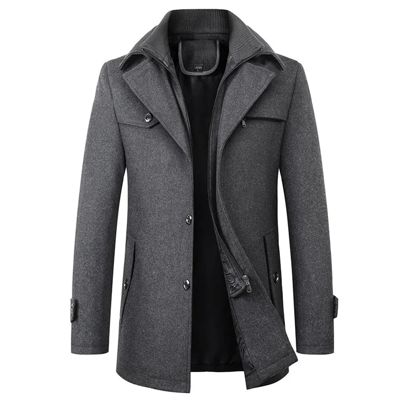 Caban mi-long pour homme avec couche intérieure zippée 2