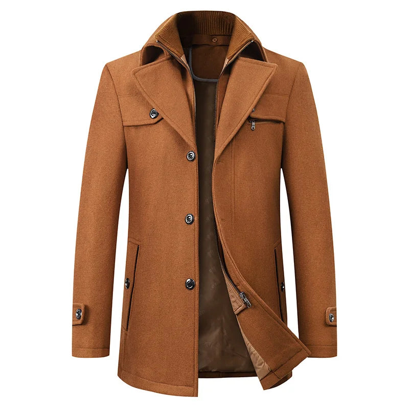 Caban mi-long pour homme avec couche intérieure zippée 5