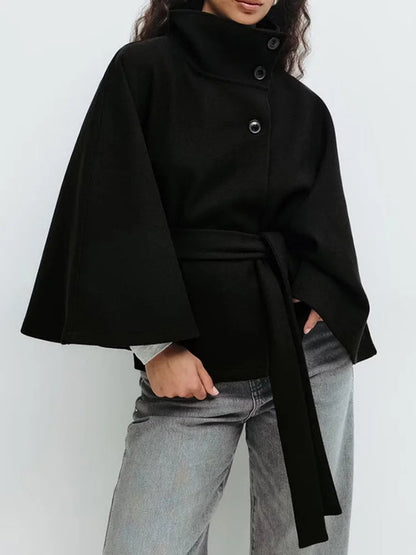 Cape pour femme avec col montant et ceinture à nouer 4