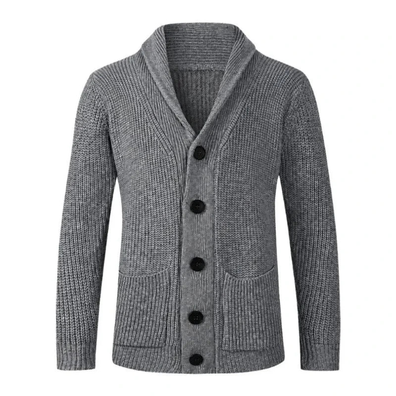 Cardigan en maille boutonné pour homme avec col châle 2