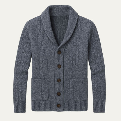Cardigan en maille torsadée pour homme avec col châle 2
