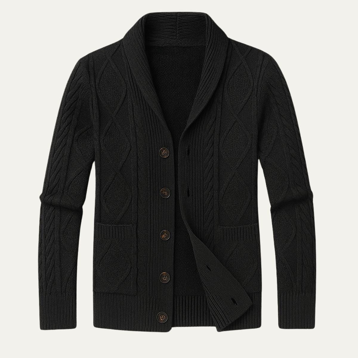Cardigan en maille torsadée pour homme avec col châle 3