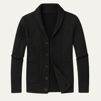 Cardigan en maille torsadée pour homme avec col châle 3