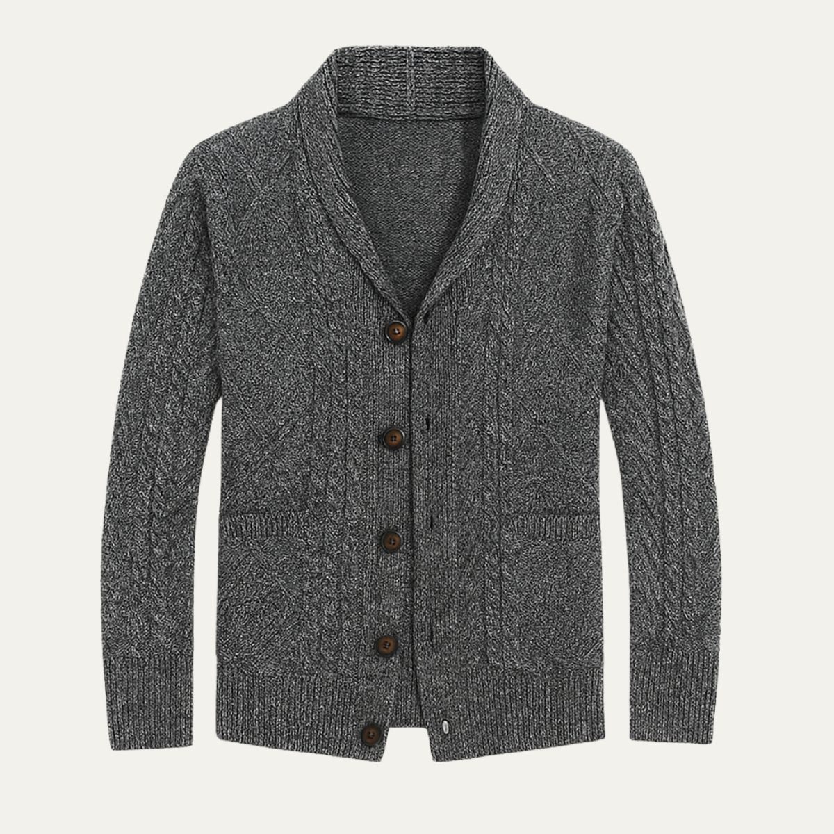 Cardigan en maille torsadée pour homme avec col châle 4
