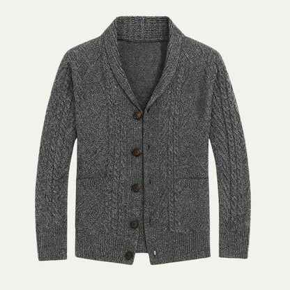 Cardigan en maille torsadée pour homme avec col châle 4