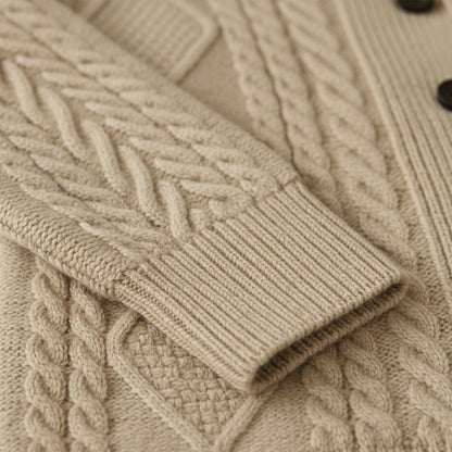 Cardigan en maille torsadée pour homme avec col châle 8