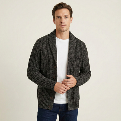 Cardigan homme en maille épaisse avec col châle 10