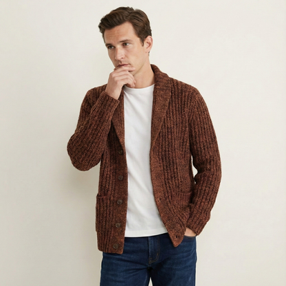 Cardigan homme en maille épaisse avec col châle 4