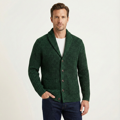 Cardigan homme en maille épaisse avec col châle 6