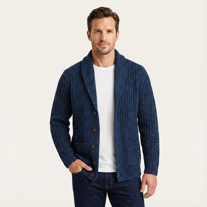 Cardigan homme en maille épaisse avec col châle 8