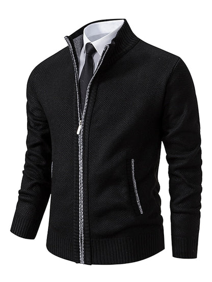 Cardigan zippé en maille côtelée pour homme 2