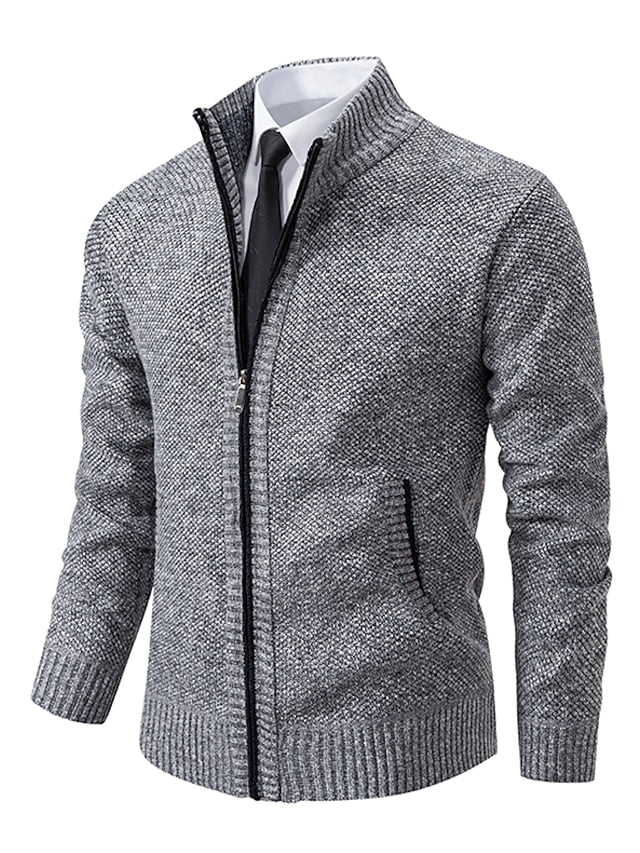 Cardigan zippé en maille côtelée pour homme 3