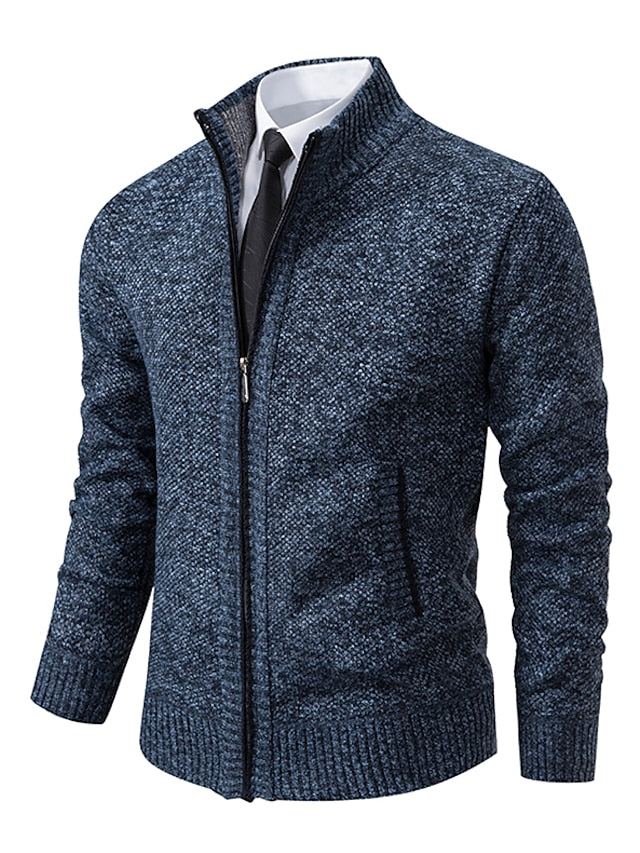 Cardigan zippé en maille côtelée pour homme 4