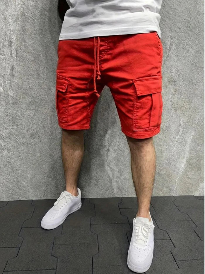 Short Cargo Homme avec Taille à Cordon et Poches à Rabat