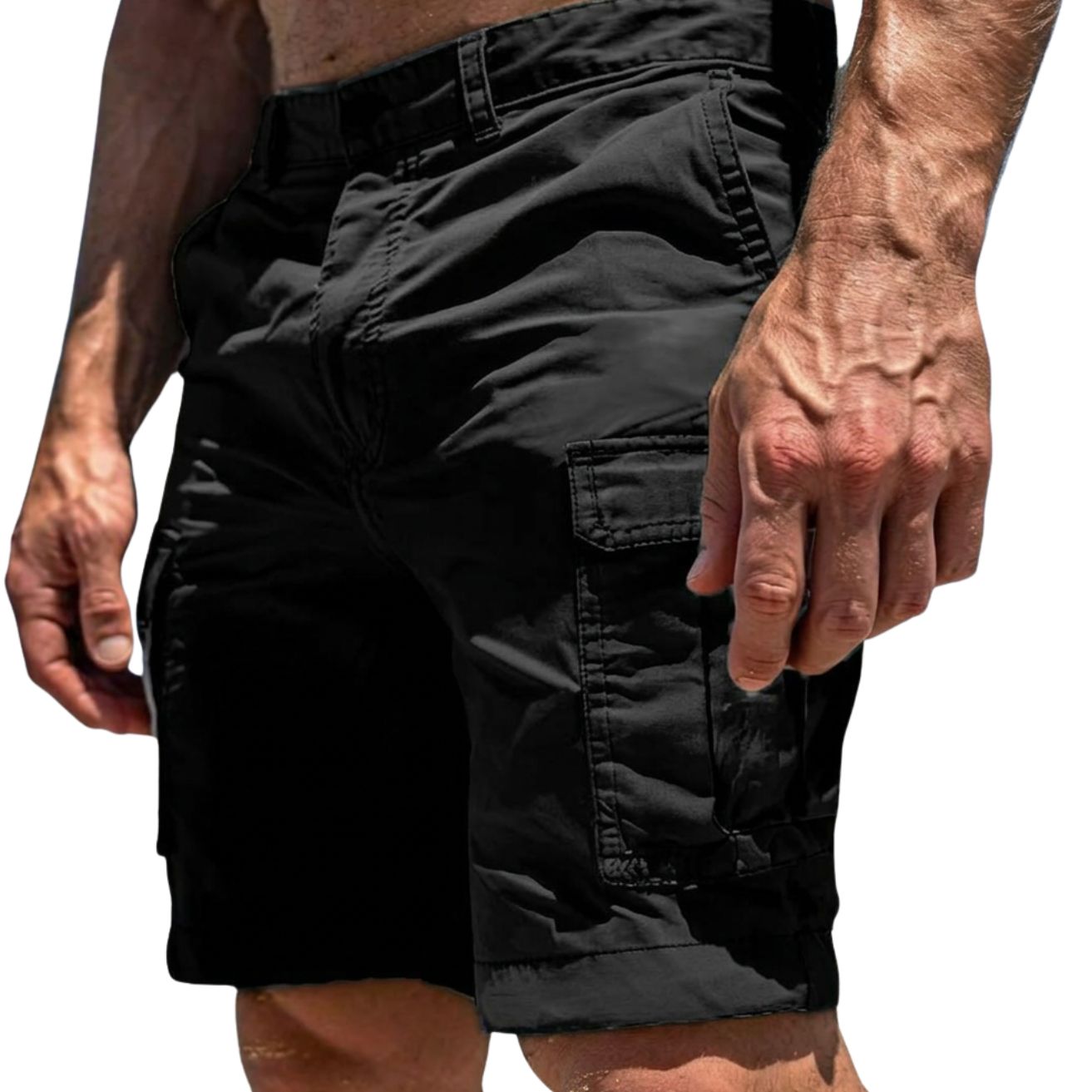 Short Cargo Homme avec Fermeture Bouton et Poches Latérales