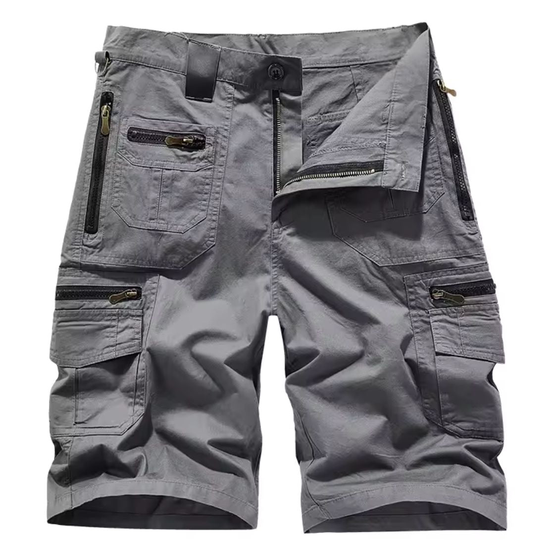 Short Cargo Homme avec Poches Multiples et Fermeture Zippée