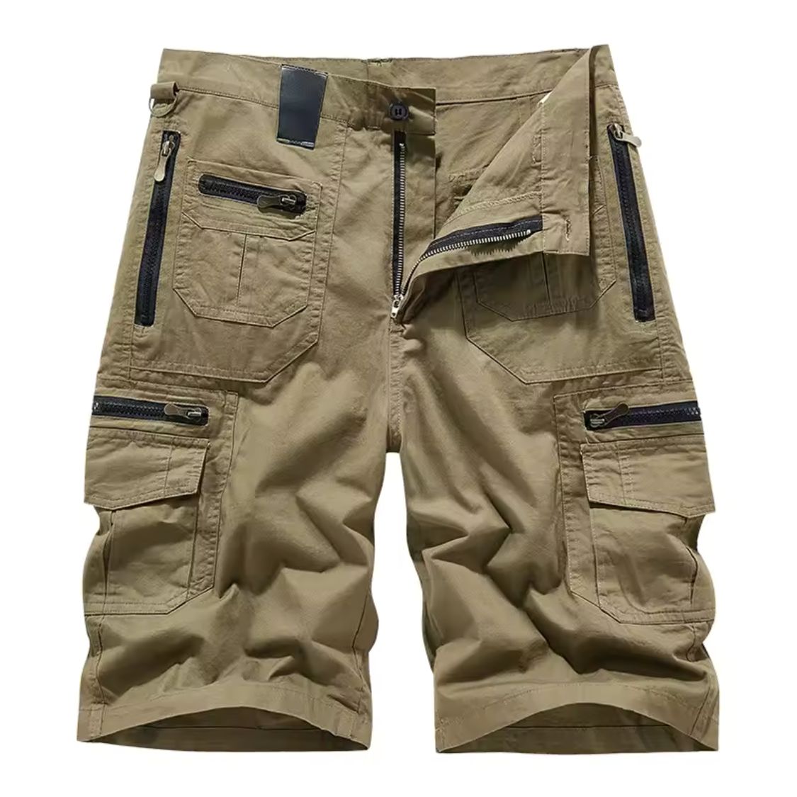 Short Cargo Homme avec Poches Multiples et Fermeture Zippée