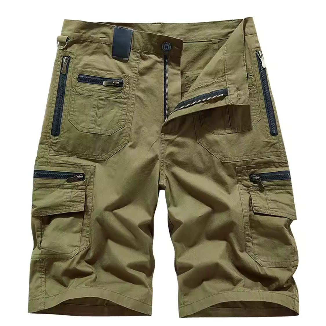 Short Cargo Homme avec Poches Multiples et Fermeture Zippée