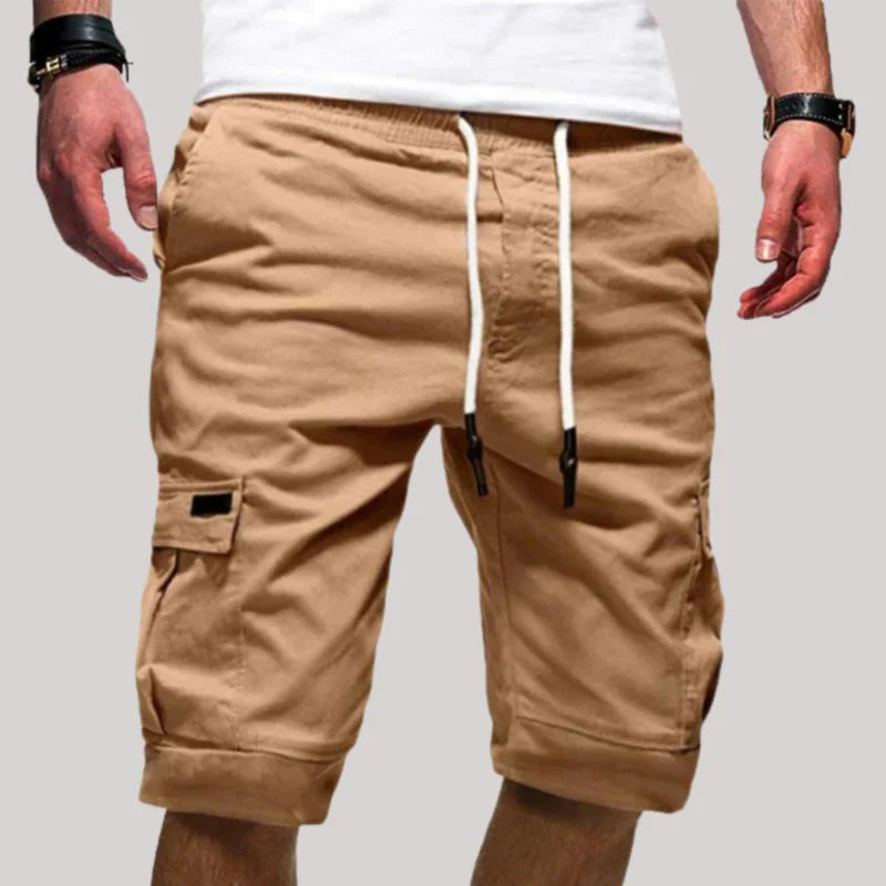 Short Cargo Homme avec Taille à Cordon et Poches Multiples