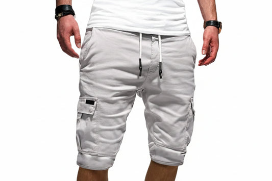 Short Cargo Homme avec Taille à Cordon et Poches Multiples