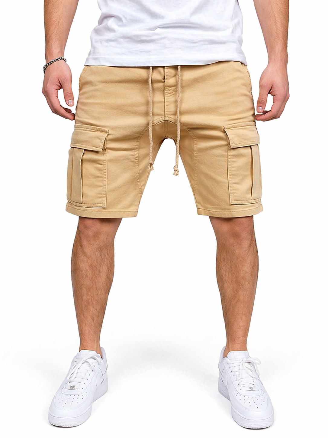 Short Cargo Homme avec Taille à Cordon et Poches à Rabat