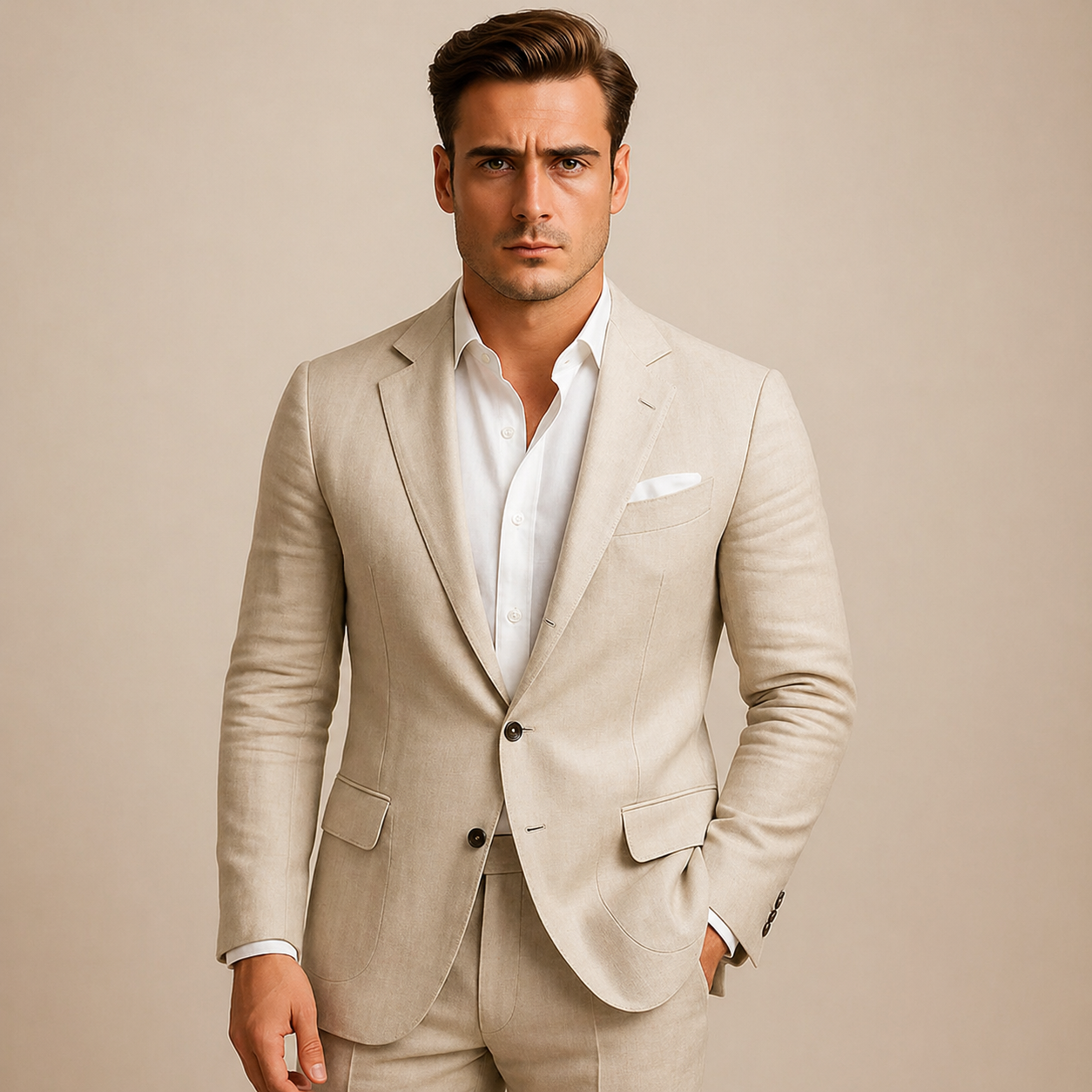 Veste Homme à Col à Revers avec Fermeture Boutonnée et Poches à Rabat