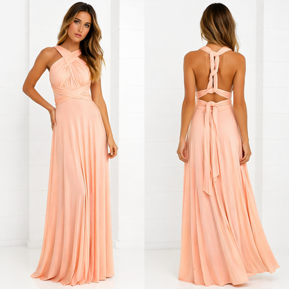 Robe longue femme à encolure croisée