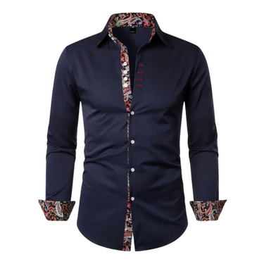 Chemise à manches longues pour homme avec détails à motif cachemire 2