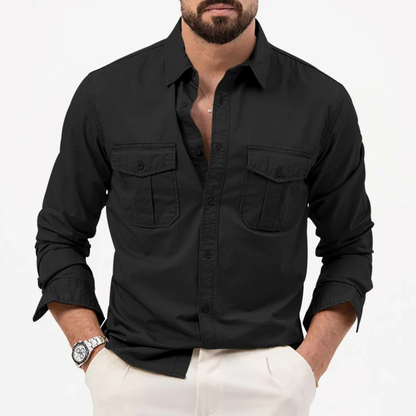 Chemise à manches longues pour homme avec deux poches poitrine 12