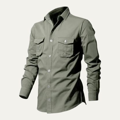 Chemise à manches longues pour homme avec deux poches poitrine 13