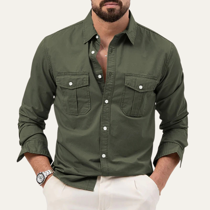 Chemise à manches longues pour homme avec deux poches poitrine 4