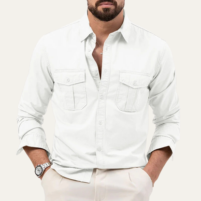 Chemise à manches longues pour homme avec deux poches poitrine 7