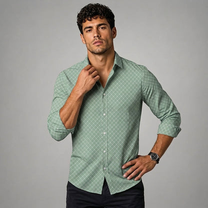 Chemise à manches longues pour homme avec imprimé géométrique 4