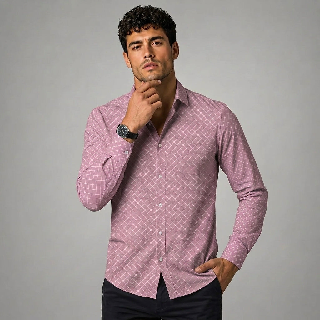 Chemise à manches longues pour homme avec imprimé géométrique 5