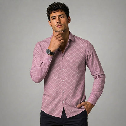 Chemise à manches longues pour homme avec imprimé géométrique 5