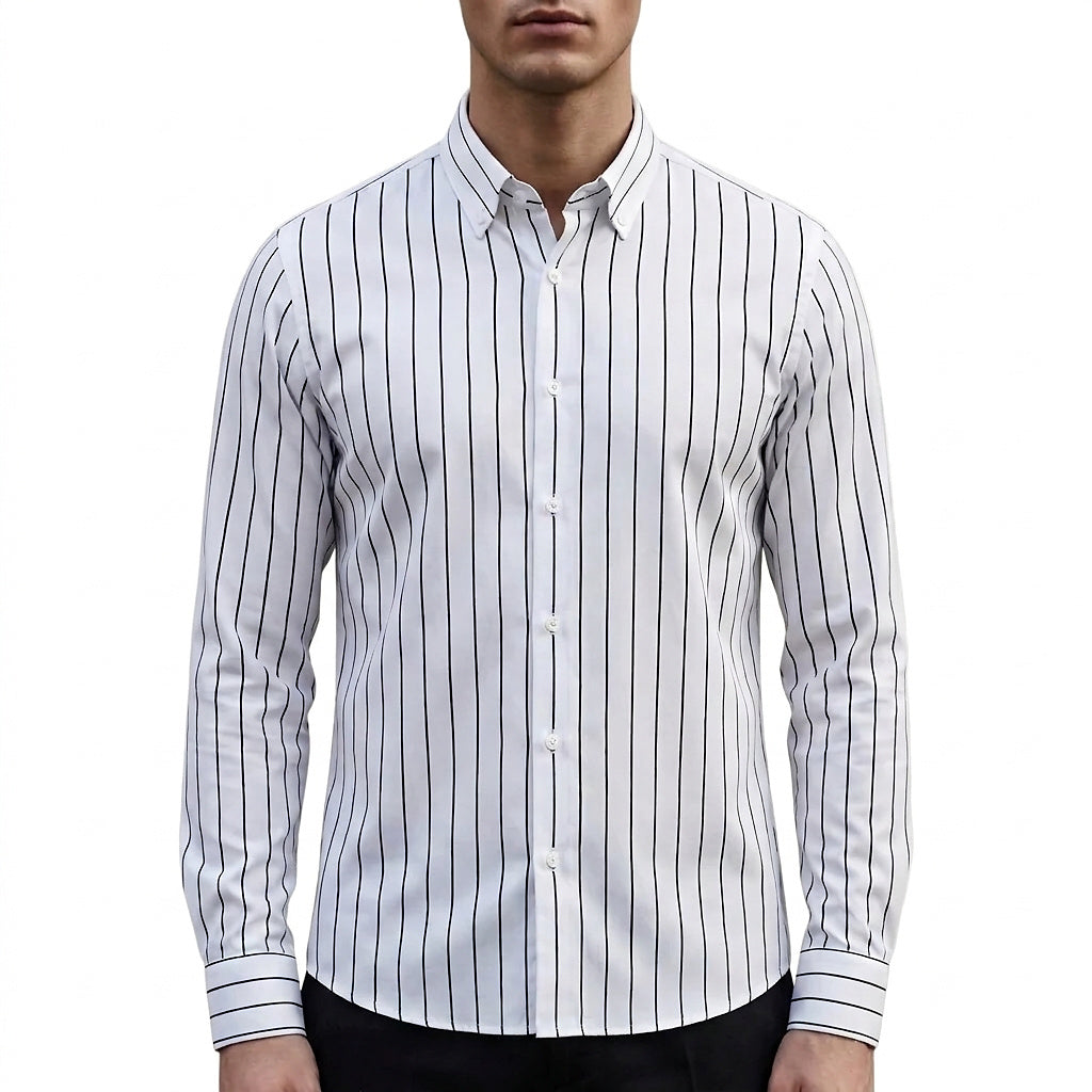 Chemise à rayures boutonnée pour homme 1