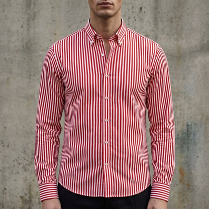 Chemise à rayures boutonnée pour homme 2