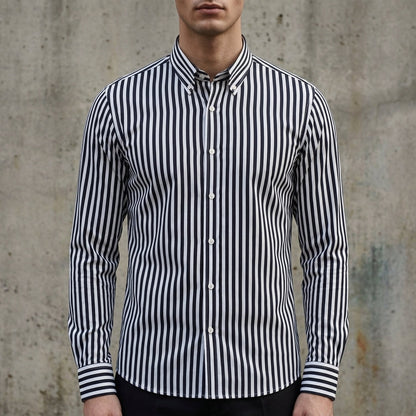 Chemise à rayures boutonnée pour homme 4
