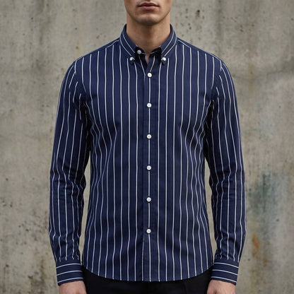 Chemise à rayures boutonnée pour homme 5