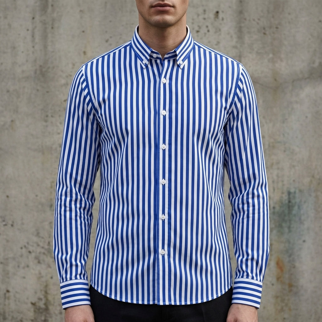 Chemise à rayures boutonnée pour homme 6