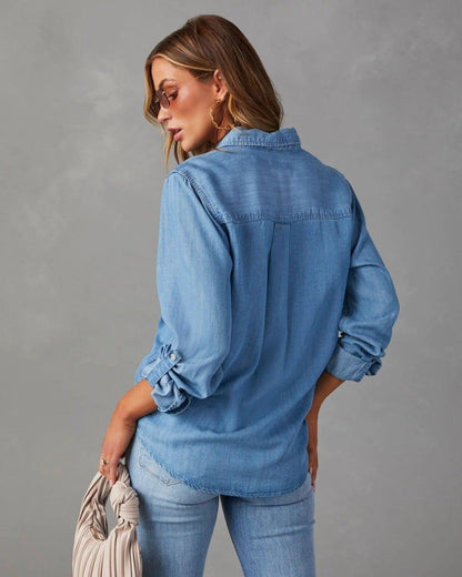 Chemise boutonnée en jean pour femme 5