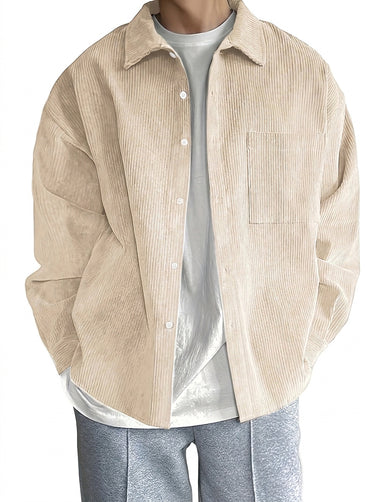 Chemise boutonnée en velours côtelé pour homme 2