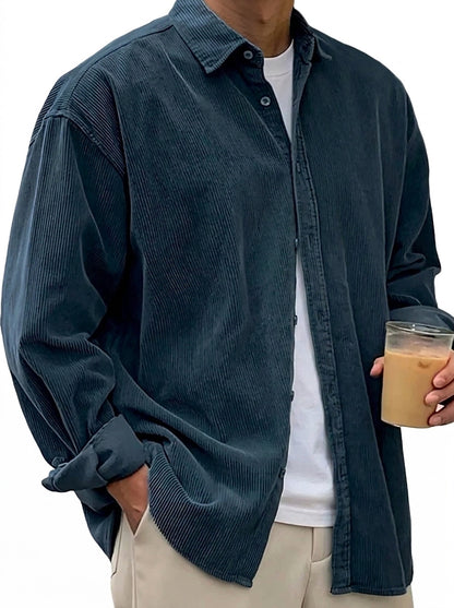 Chemise boutonnée oversize en velours côtelé pour homme 13
