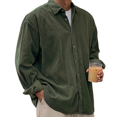 Chemise boutonnée oversize en velours côtelé pour homme 2