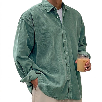 Chemise boutonnée oversize en velours côtelé pour homme 5