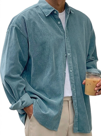 Chemise boutonnée oversize en velours côtelé pour homme 6