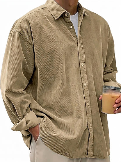 Chemise boutonnée oversize en velours côtelé pour homme 7